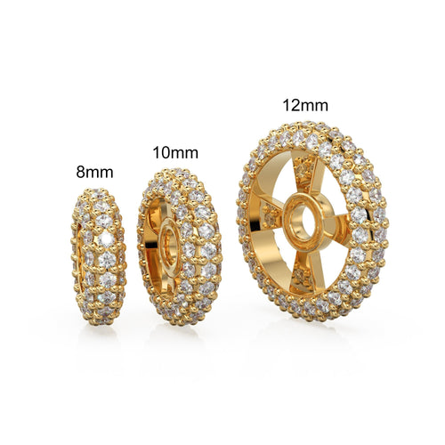 Rondelle Real Diamond 18k Solid Gold Eternity Rondelle Wheel Spacer Handmade Beads / Jewelry Making Handmade Findings / Diamond Round Beads - Jalvi & Co. 