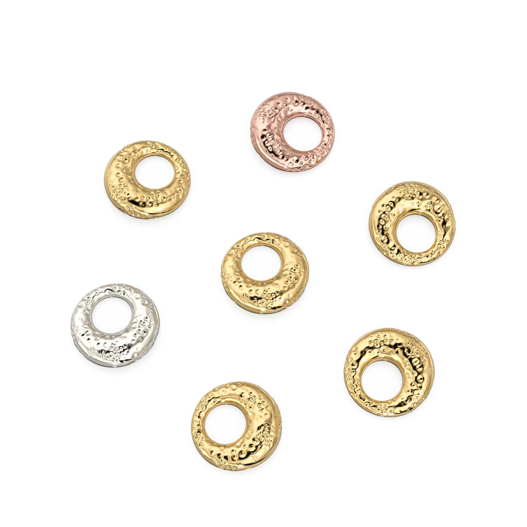 4mm 18k Solid Yellow Gold Ancient Style Rounded Donut Nugget Spacer Findings Beads With Rustic Raw Surface (5) - Jalvi & Co. 