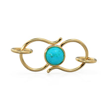 Load image into Gallery viewer, 10mmx18mm 18k Solid Gold S Hook Clasp With 5.5mm Sleeping Beauty Blue Turquoise Bezel