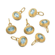 Load image into Gallery viewer, AAA Blue Aquamarine Charms 14k Yellow Solid Gold Bubble Bezel Charm Pendant Blue Oval Gemstone Bezel 18K Gold Jewelry Finding Christmas Gift