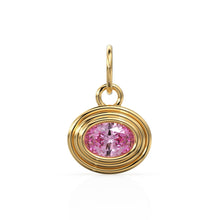 Load image into Gallery viewer, AAA Pink Tourmaline Charms 14k Yellow Solid Gold Bubble Bezel Charm Pendant Pink Oval Gemstone Bezel 18K Gold Jewelry Finding Christmas Gift