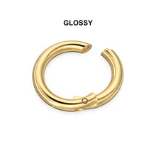 Load image into Gallery viewer, Clicker Round Gold Connector / 18K Solid Gold Connector / Necklace Connector Clasp Lock /  Charm Holder / Solid Gold Charms Pendant Clasp