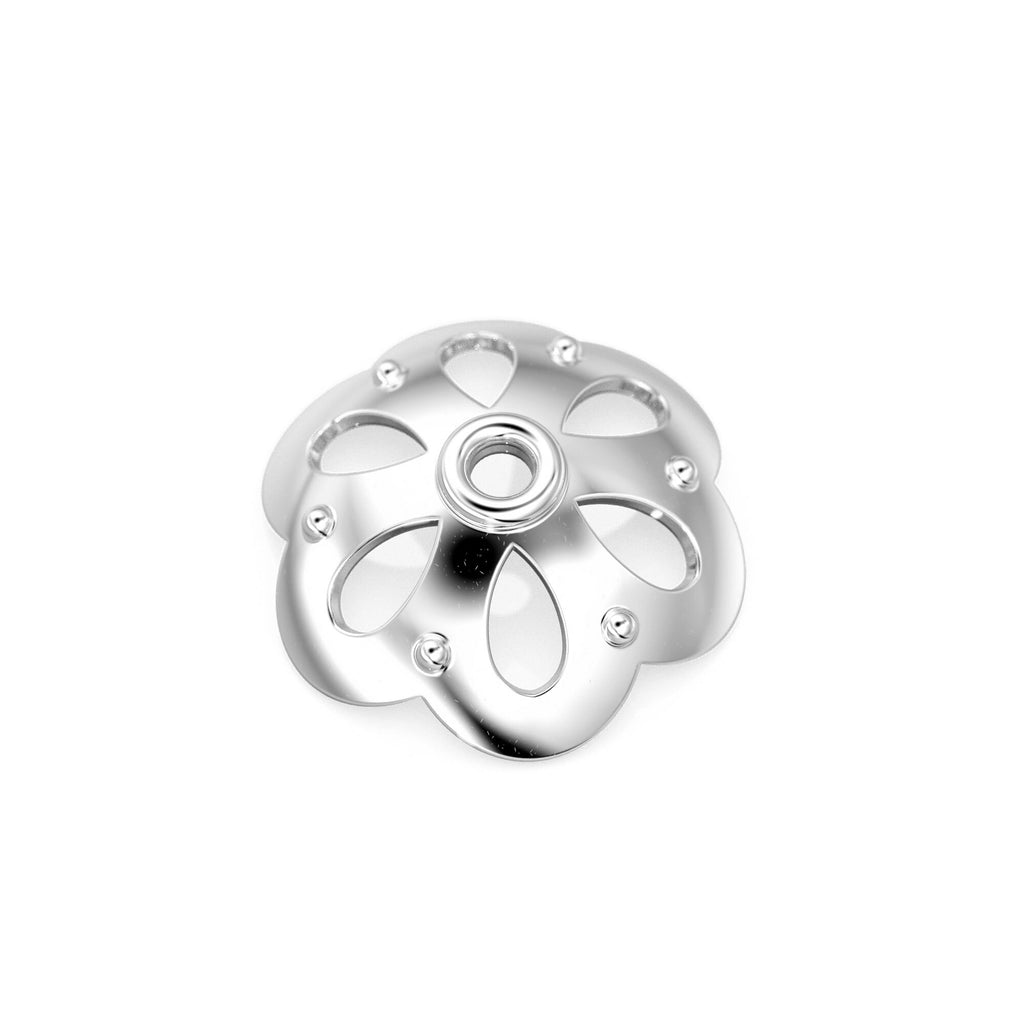 7mm 18k Solid Yellow Gold Simple Flower Cup Bead Cap Finding PAIR (4) St Patricks Day