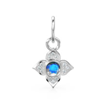 Load image into Gallery viewer, 10MM 14K solid Yellow Gold Diamond Moonstone 4 petal Flower Quatrefoil Charm Necklace Pendant St Patricks Day