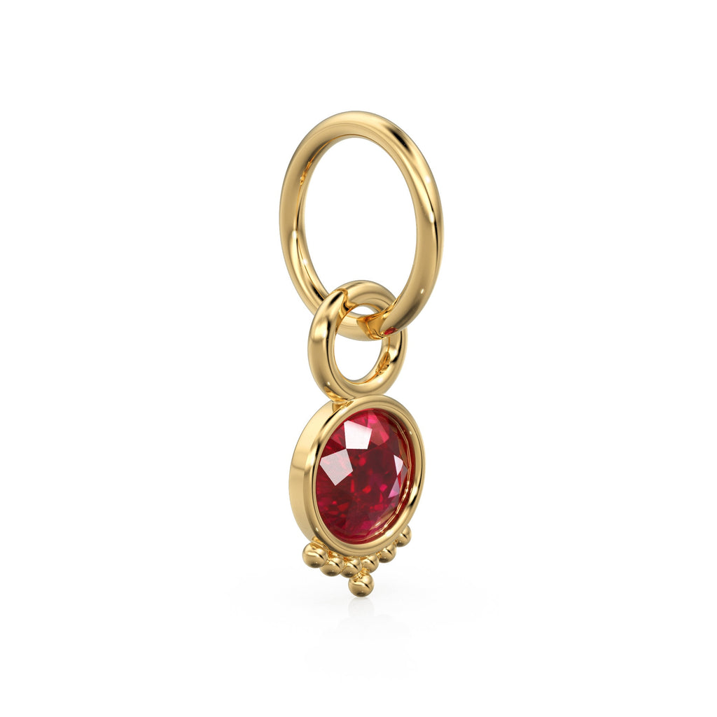 Natural Red Ruby Charm, July Birthstone 18k Solid Gold Charm, Handmade Gold Charm, Designer Charm Pendant, Charms Necklace, Ruby Charm