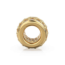 Load image into Gallery viewer, 3 Row Real Diamond 18k Solid Gold Eternity Rondelle Wheel Spacer Handmade Beads for Necklace or Bracelet St Patricks Day