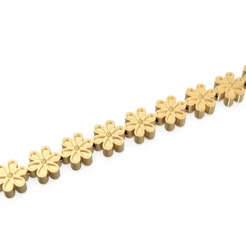 5mm 18k Solid Yellow Gold Fancy Daisy Flower Design Spacer Finding Beads Quantity: (2 pieces) or (5 pieces) St Patricks Day