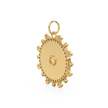 Load image into Gallery viewer, Sunburst Medallion 14k 18k Solid Gold Charm Pendant, Sun Gold Charm, Gold Charm Finding, Sunrays Solid Gold Pendant