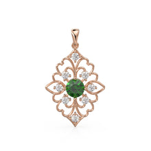 Load image into Gallery viewer, Art Nouveau Emerald 14k 18k Solid Gold Baroque Charm Pendant / Gold Charm / Vintage Style Pendant