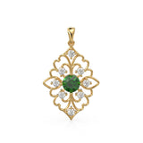 Art Nouveau Emerald 14k 18k Solid Gold Baroque Charm Pendant / Gold Charm / Vintage Style Pendant