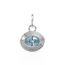 Load image into Gallery viewer, AAA Blue Aquamarine Charms 14k Yellow Solid Gold Bubble Bezel Charm Pendant Blue Oval Gemstone Bezel 18K Gold Jewelry Finding Christmas Gift