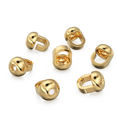 6pc 14K Solid Yellow Gold Crimp Hook Bead Tip Cup End Findings St Patricks Day