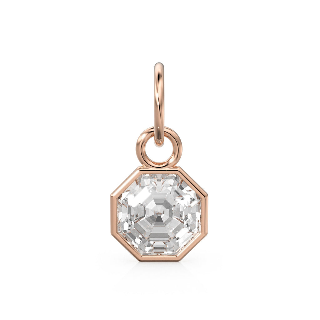 7mm 14k Yellow Solid Gold Rock Crystal Quartz Charm Pendant Bezel Jewelry Finding St Patricks Day