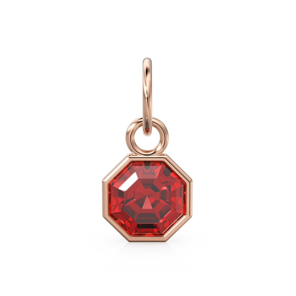 7mm 14k Yellow Solid Gold Yellow Red Ruby Charm Pendant Bezel Jewelry Finding St Patricks Day