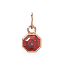 Load image into Gallery viewer, 7mm 14k Yellow Solid Gold Yellow Red Ruby Charm Pendant Bezel Jewelry Finding St Patricks Day
