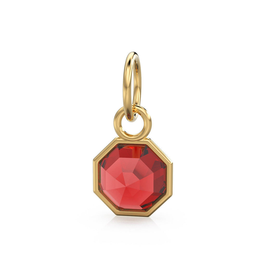 7mm 14k Yellow Solid Gold Yellow Red Ruby Charm Pendant Bezel Jewelry Finding St Patricks Day