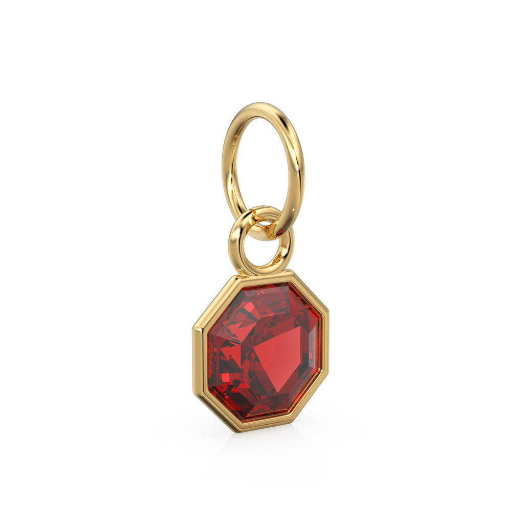 7mm 14k Yellow Solid Gold Yellow Red Ruby Charm Pendant Bezel Jewelry Finding St Patricks Day
