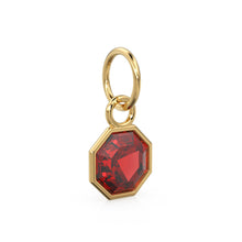 Load image into Gallery viewer, 7mm 14k Yellow Solid Gold Yellow Red Ruby Charm Pendant Bezel Jewelry Finding St Patricks Day