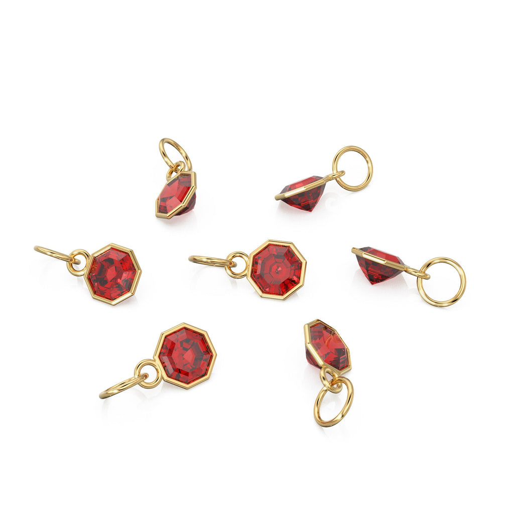 7mm 14k Yellow Solid Gold Yellow Red Ruby Charm Pendant Bezel Jewelry Finding St Patricks Day