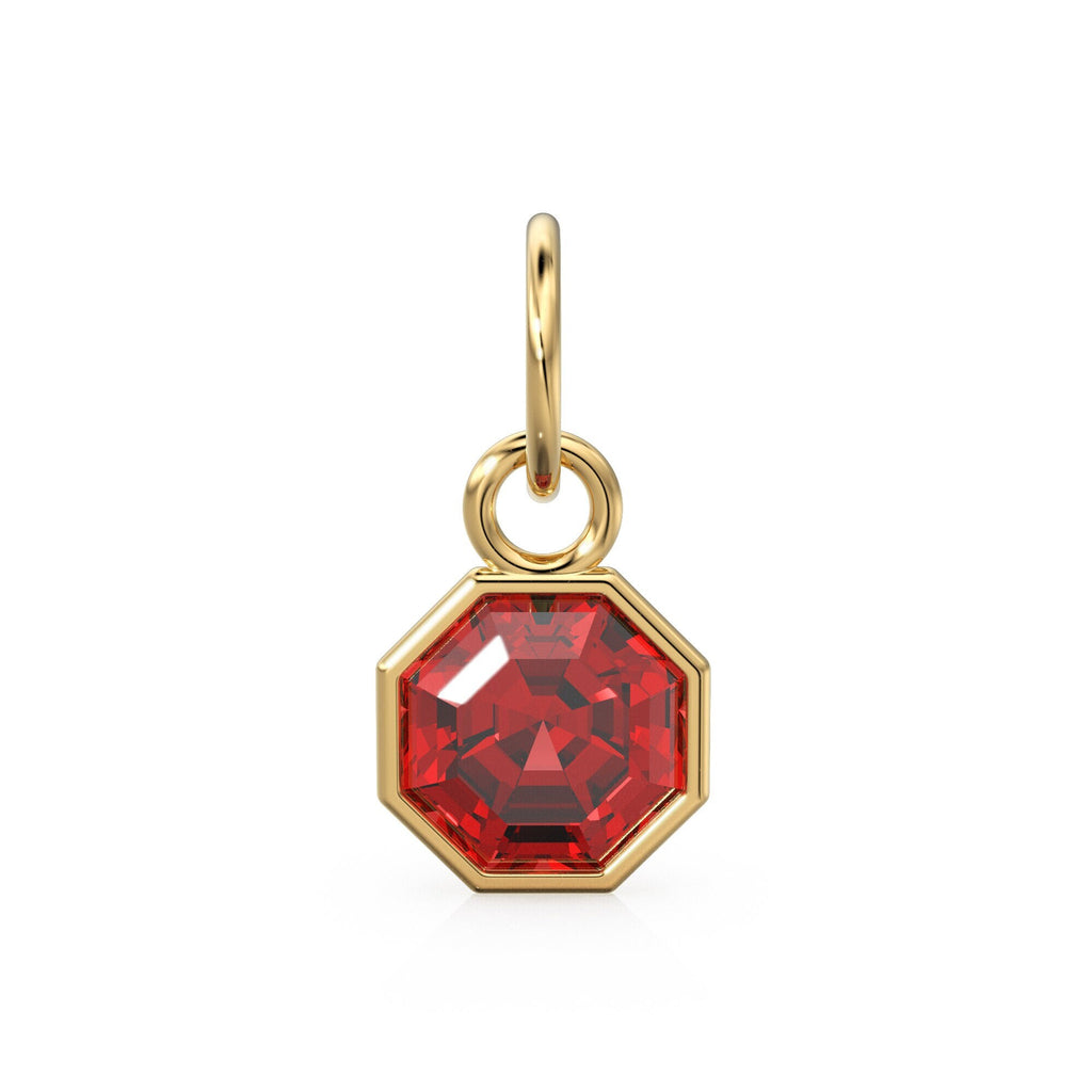 7mm 14k Yellow Solid Gold Yellow Red Ruby Charm Pendant Bezel Jewelry Finding St Patricks Day