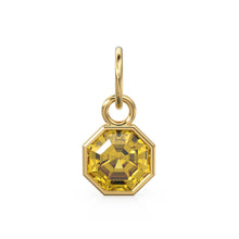 Load image into Gallery viewer, 7mm 14k Yellow Solid Gold Yellow Gold Citrine Charm Pendant Bezel Jewelry Finding St Patricks Day