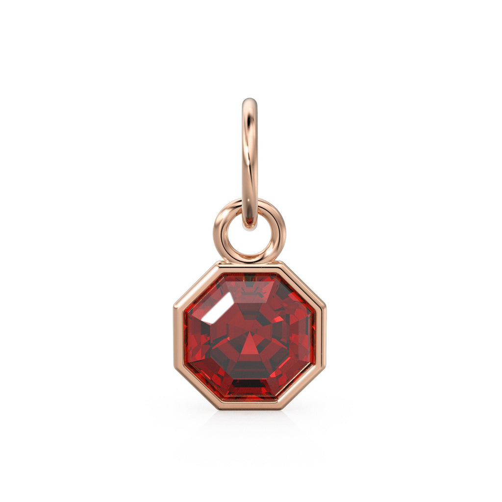 7mm 14k Yellow Solid Gold Yellow Red Garnet Charm Pendant Bezel Jewelry Finding St Patricks Day