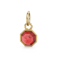Load image into Gallery viewer, 7mm 14k Yellow Solid Gold Yellow Red Garnet Charm Pendant Bezel Jewelry Finding St Patricks Day