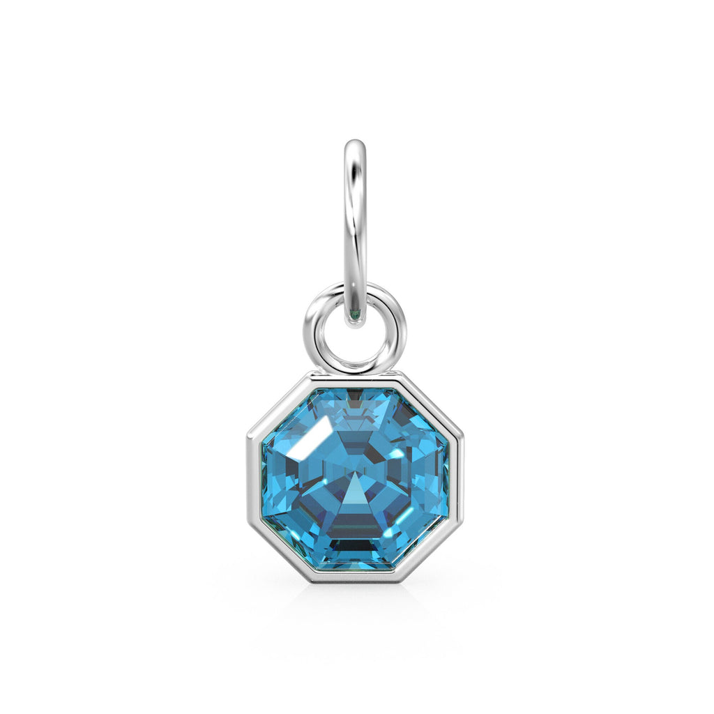 7mm 14k Yellow Solid Gold Swiss Blue Topaz Charm Pendant Bezel Jewelry Finding St Patricks Day