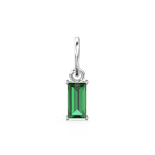 Load image into Gallery viewer, TINY Baguette Emerald Charm Pendant / 14k 18k Solid Gold Pendant / Baguette Emerald Pendant / Petite Zambian Emerald Charm / 5x3mm 6x3mm