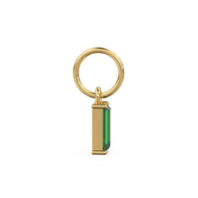 Load image into Gallery viewer, TINY Baguette Emerald Charm Pendant / 14k 18k Solid Gold Pendant / Baguette Emerald Pendant / Petite Zambian Emerald Charm / 5x3mm 6x3mm