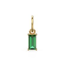 Load image into Gallery viewer, TINY Baguette Emerald Charm Pendant / 14k 18k Solid Gold Pendant / Baguette Emerald Pendant / Petite Zambian Emerald Charm / 5x3mm 6x3mm