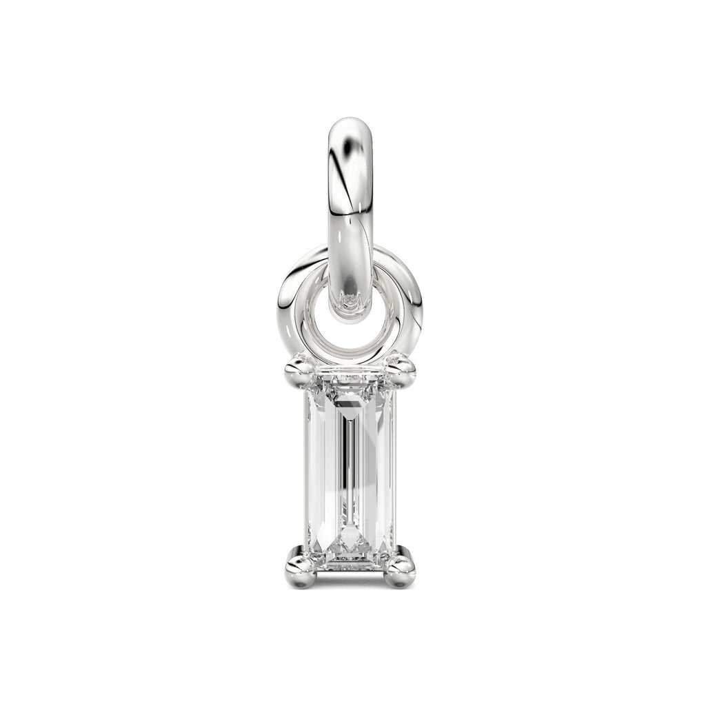 TINY Baguette Diamond Charm Pendant / 14k 18k Solid Gold Pendant / Baguette Diamond Pendant / Petite Diamond Charm / Christmas Sale