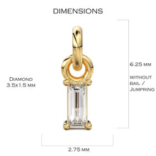 Load image into Gallery viewer, TINY Baguette Diamond Charm Pendant / 14k 18k Solid Gold Pendant / Baguette Diamond Pendant / Petite Diamond Charm / Christmas Sale