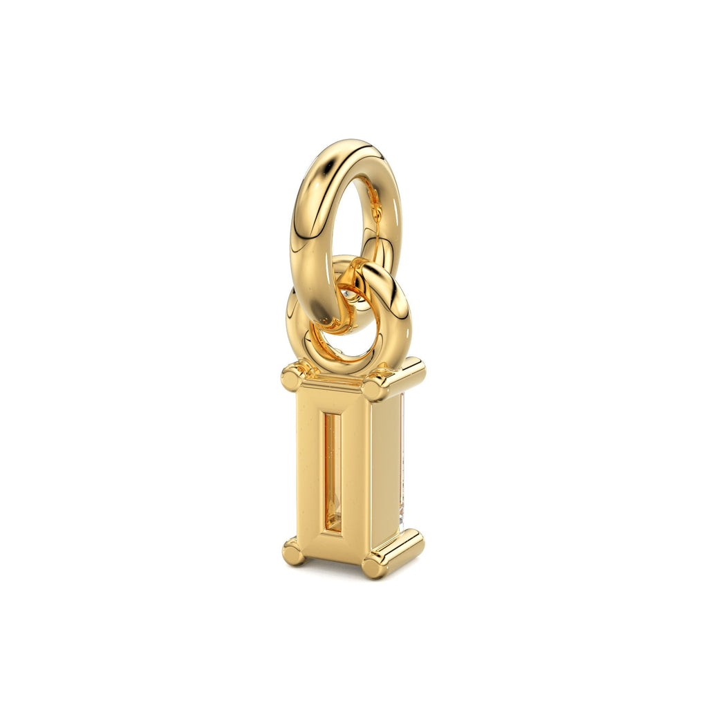TINY Baguette Diamond Charm Pendant / 14k 18k Solid Gold Pendant / Baguette Diamond Pendant / Petite Diamond Charm / Christmas Sale