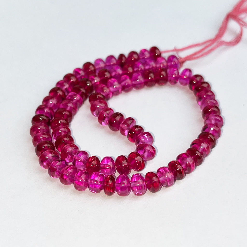 AAAA+ 2 Inch Quality Red Ruby Smooth Rondelle Beads Ruby Gemstone Beads / 6.5mm Blood Ruby Rondelle Smooth Beads 2" Strand Jewelry Making