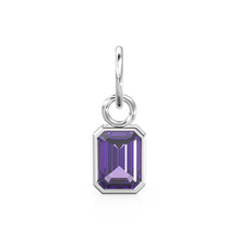 Load image into Gallery viewer, African Amethyst Emerald Cut Solid Gold Charm / Purple Gemstone Handmade Gold Pendant / 14k Solid Gold February Jewelry Making Finding