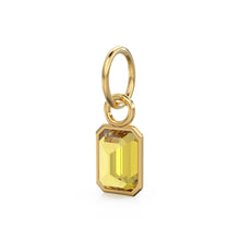 Load image into Gallery viewer, Golden Citrine Emerald Cut Solid Gold Charm / Yellow Gemstone Handmade Gold Pendant / 14k Solid Gold November Jewelry Making Findings