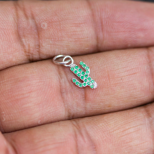 Emerald Cactus 14k 18k Solid Gold  Plant Charm Pendant / Gold Charm / Cactus Pendant - Jalvi & Co. 