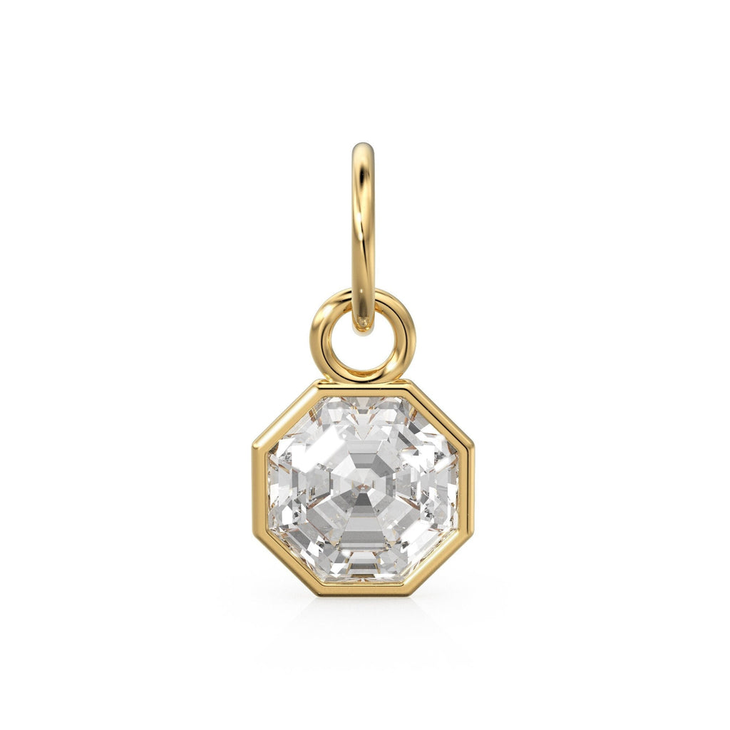 7mm 14k Yellow Solid Gold Rock Crystal Quartz Charm Pendant Bezel Jewelry Finding St Patricks Day