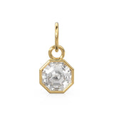 7mm 14k Yellow Solid Gold Rock Crystal Quartz Charm Pendant Bezel Jewelry Finding St Patricks Day