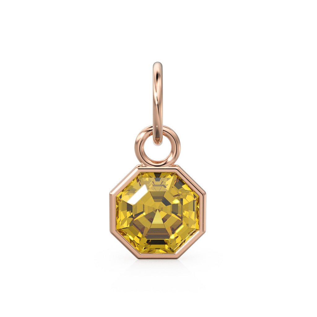 7mm 14k Yellow Solid Gold Yellow Gold Citrine Charm Pendant Bezel Jewelry Finding St Patricks Day