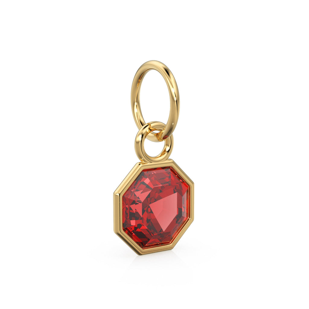 7mm 14k Yellow Solid Gold Yellow Red Garnet Charm Pendant Bezel Jewelry Finding St Patricks Day