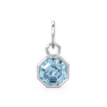 Load image into Gallery viewer, 7mm 14k Yellow Solid Gold Blue Aquamarine Charm Pendant Bezel Jewelry Finding St Patricks Day