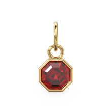 Load image into Gallery viewer, 7mm 14k Yellow Solid Gold Yellow Red Garnet Charm Pendant Bezel Jewelry Finding St Patricks Day
