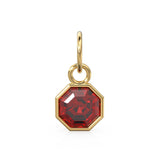 7mm 14k Yellow Solid Gold Yellow Red Garnet Charm Pendant Bezel Jewelry Finding St Patricks Day