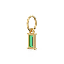 Load image into Gallery viewer, TINY Baguette Emerald Charm Pendant / 14k 18k Solid Gold Pendant / Baguette Emerald Pendant / Petite Zambian Emerald Charm / 5x3mm 6x3mm