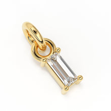 Load image into Gallery viewer, TINY Baguette Diamond Charm Pendant / 14k 18k Solid Gold Pendant / Baguette Diamond Pendant / Petite Diamond Charm / Christmas Sale