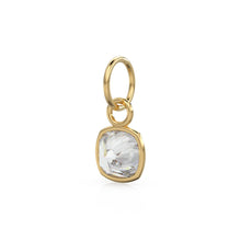 Load image into Gallery viewer, AAA White Quartz Rock Crystal Charms 14k Yellow Solid Gold Charm Pendant White Cushion Gemstone Bezel 18K Gold Jewelry Finding