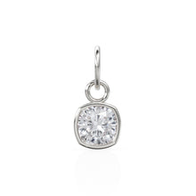 Load image into Gallery viewer, AAA White Quartz Rock Crystal Charms 14k Yellow Solid Gold Charm Pendant White Cushion Gemstone Bezel 18K Gold Jewelry Finding