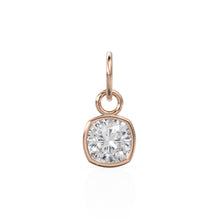 Load image into Gallery viewer, AAA White Quartz Rock Crystal Charms 14k Yellow Solid Gold Charm Pendant White Cushion Gemstone Bezel 18K Gold Jewelry Finding